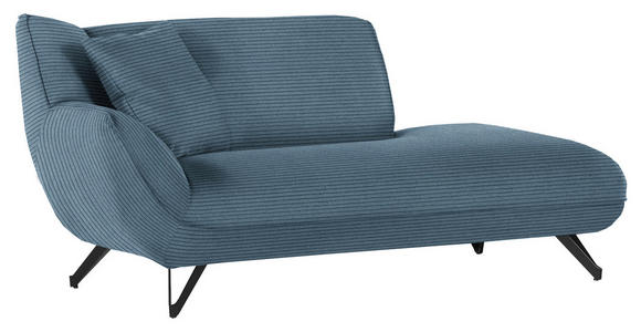 CHAISELONGUE in Feincord Blau  - Blau/Schwarz, Design, Textil/Metall (190/90/95cm) - Carryhome