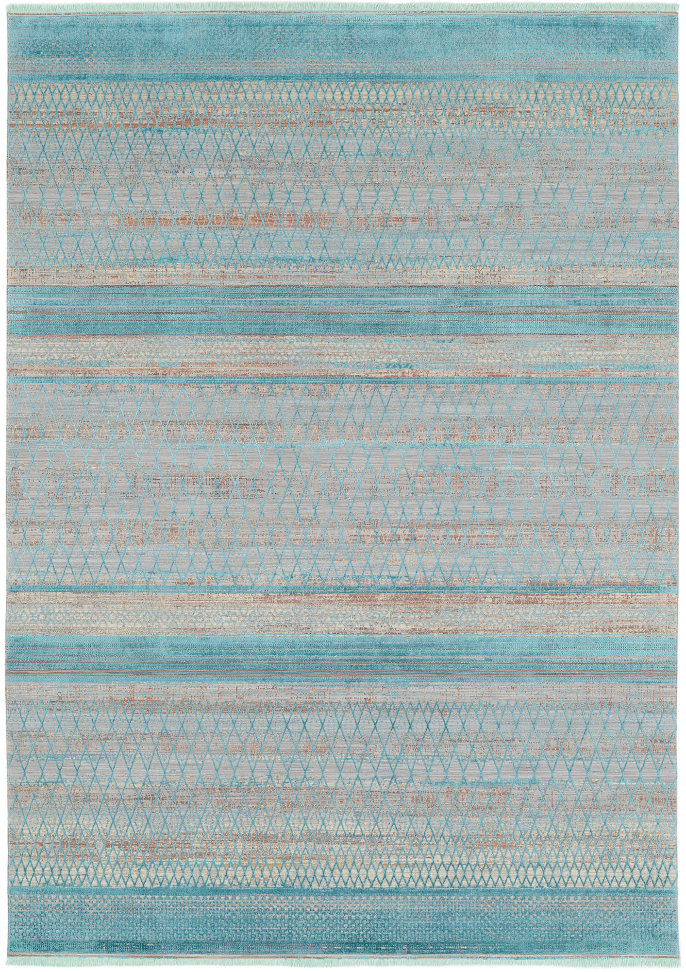 Dieter Knoll Webteppich Tinto Maestro Grau, Türkis 80x150 cm