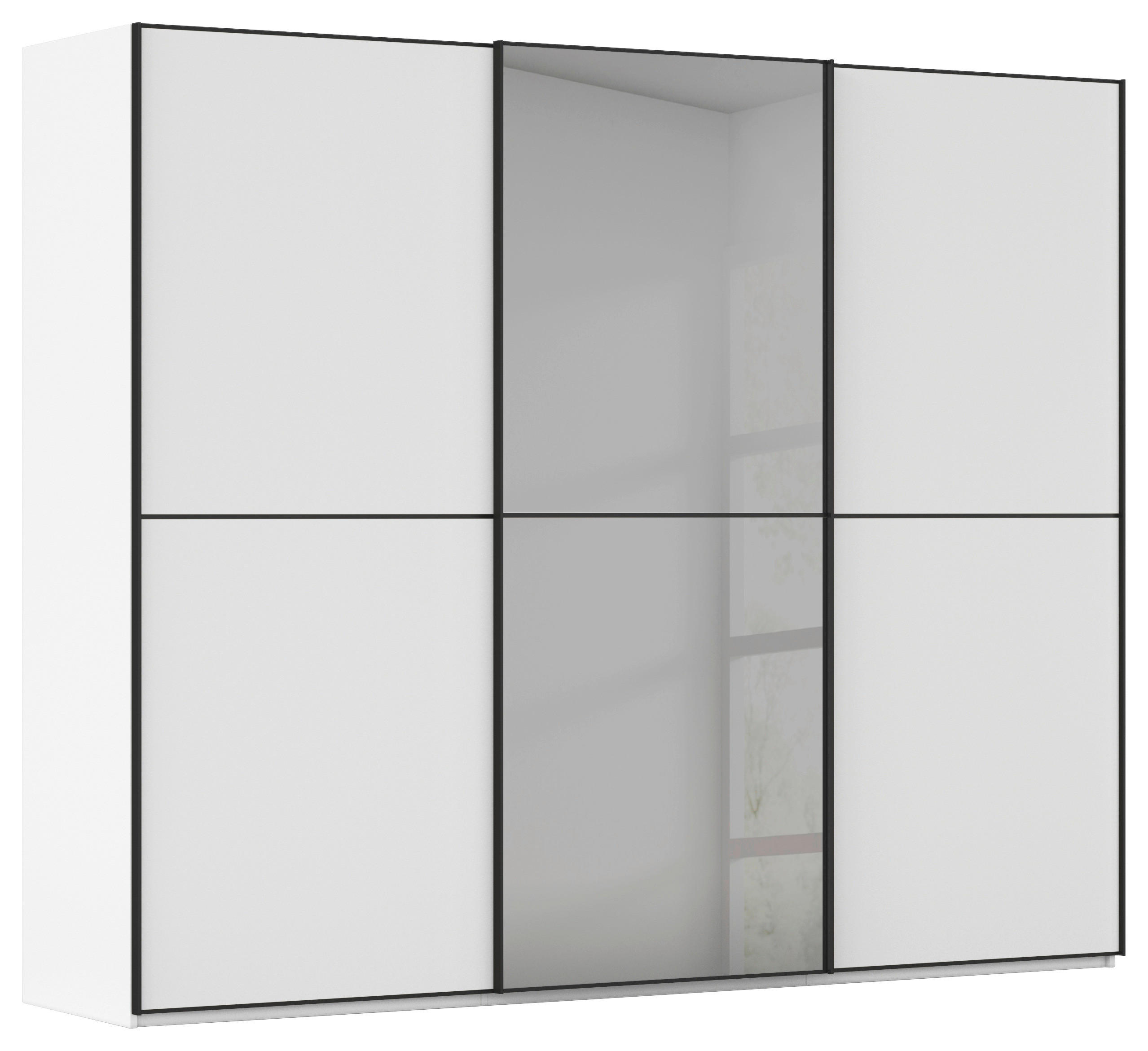SCHWEBETÜRENSCHRANK 242/223/68 cm,  in Weiß, 3 Tür(en)  - Schwarz/Weiß, KONVENTIONELL, Glas/Holzwerkstoff (242/223/68cm) - Novel