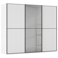 SCHWEBETÜRENSCHRANK 242/223/68 cm,  in Weiß, 3 Tür(en)  - Schwarz/Weiß, KONVENTIONELL, Glas/Holzwerkstoff (242/223/68cm) - Novel
