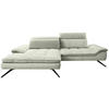 ECKSOFA in Webstoff Weiss  - Weiss/Schwarz, Design, Textil/Metall (179-202/288cm) - Stylife
