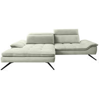 ECKSOFA in Webstoff Weiß  179-202/288 cm  - Schwarz/Weiß, Design, Textil/Metall (179-202/288cm) - Stylife