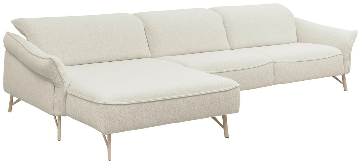 ECKSOFA Creme Chenille Rücken echt  - Beige/Creme, Design, Textil/Metall (165/329cm) - Johann Jakob