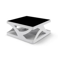 Măsuță De Cafea din sticlă, material pe bază de lemn, 90/90/38 cm - alb lucios intens/negru, Design, sticlă/material pe bază de lemn (90/90/38cm) - Livetastic