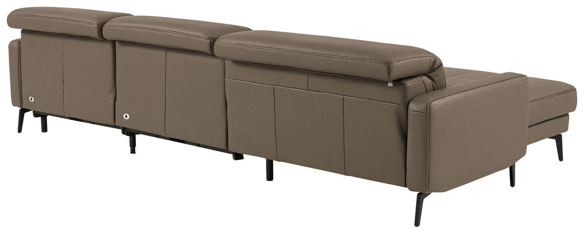 ECKSOFA  Echtleder Taupe  - Taupe/Schwarz, Design, Leder/Metall (179/323cm) - Dieter Knoll