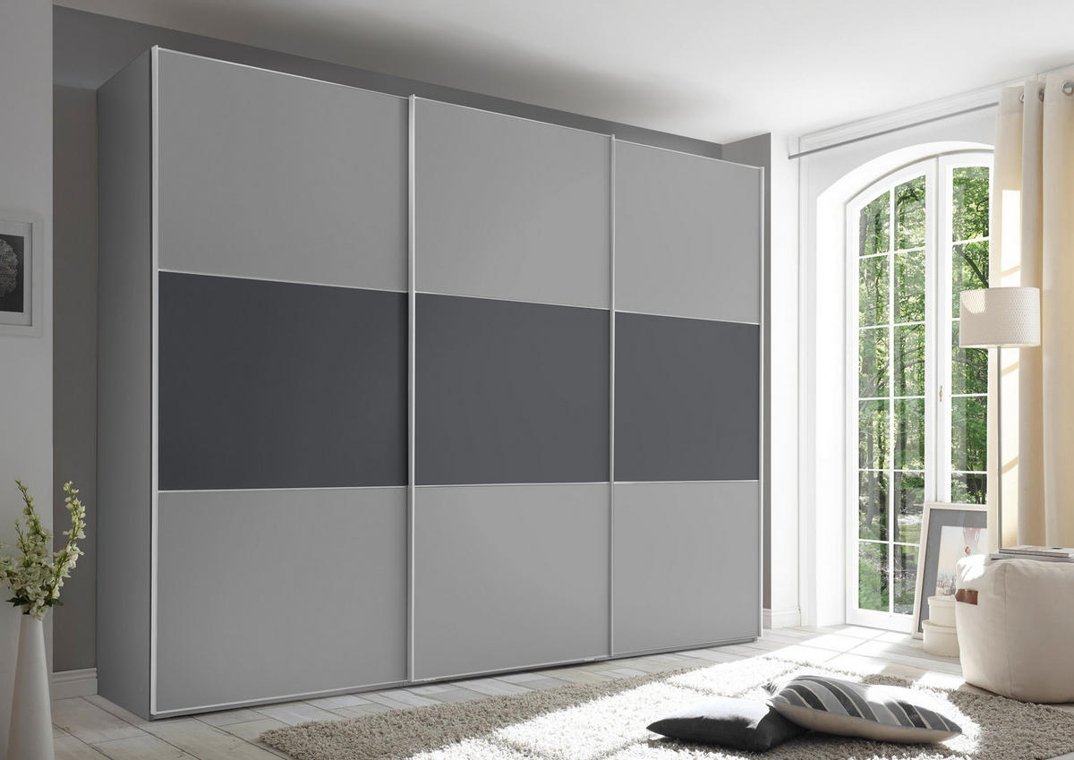 SCHWEBETÜRENSCHRANK  in Anthrazit, Grau  - Anthrazit/Alufarben, MODERN (298/222/68cm) - MID.YOU