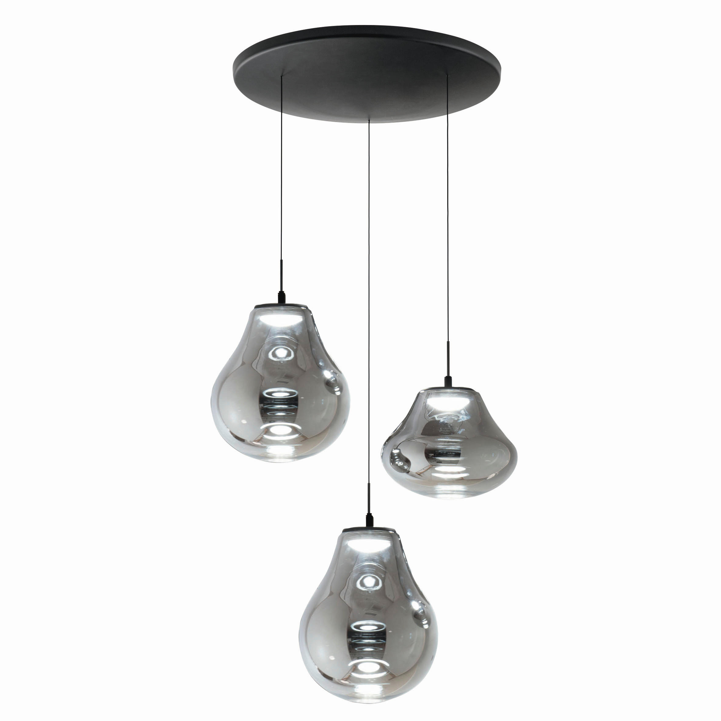 LED-HÄNGELEUCHTE 50/200 cm  - Schwarz/Grau, Design, Glas/Metall (50/200cm)