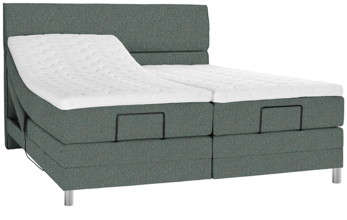 BOXSPRINGBETT 180/200 cm  in Grün  - Chromfarben/Grün, Konventionell, Kunststoff/Textil (180/200cm) - Voleo