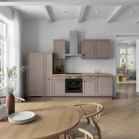 KÜCHENBLOCK Frame 300 cm  in Eichefarben, Beigebraun  - Edelstahlfarben/Eichefarben, MODERN, Holzwerkstoff/Metall (300cm) - Nobilia