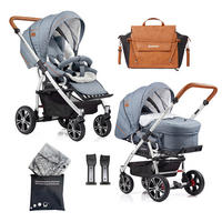 KINDERWAGENSET F4 Air+  - Cognac/Silberfarben, Basics, Textil/Metall (57/129/100cm) - Gesslein