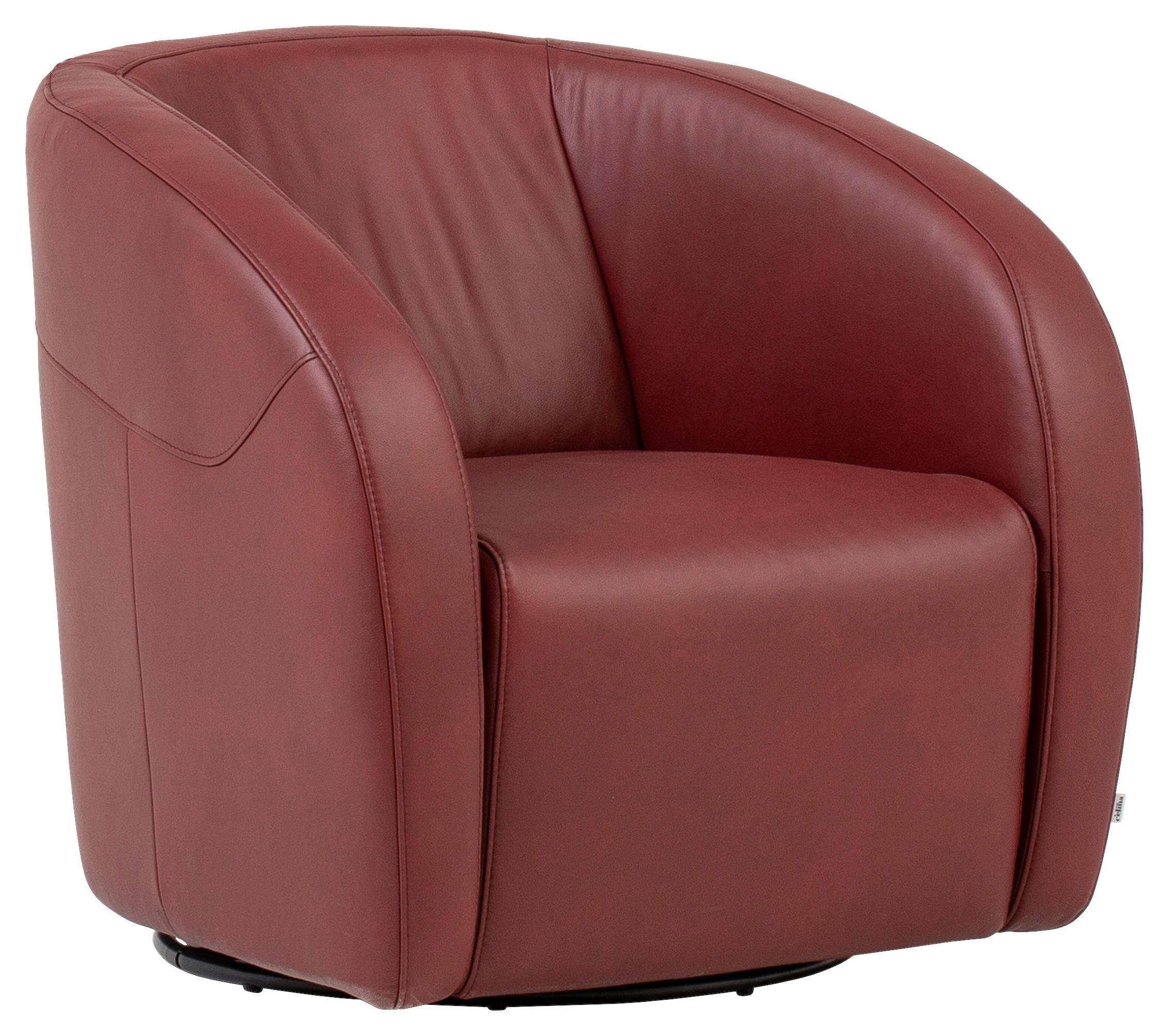 SESSEL in Echtleder Bordeaux  - Bordeaux/Schwarz, Design, Leder/Kunststoff (80/78/82cm) - Celina