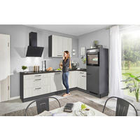 ECKKÜCHE 275/175 cm  in Graphitfarben, Tannenholzfarben  - Tannenholzfarben/Schwarz, Design, Holzwerkstoff/Metall (275/175cm) - Xora