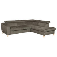 ECKSOFA in Webstoff Graubraun  - Graubraun/Buchefarben, Design, Holz/Textil (245/208cm) - Livetastic