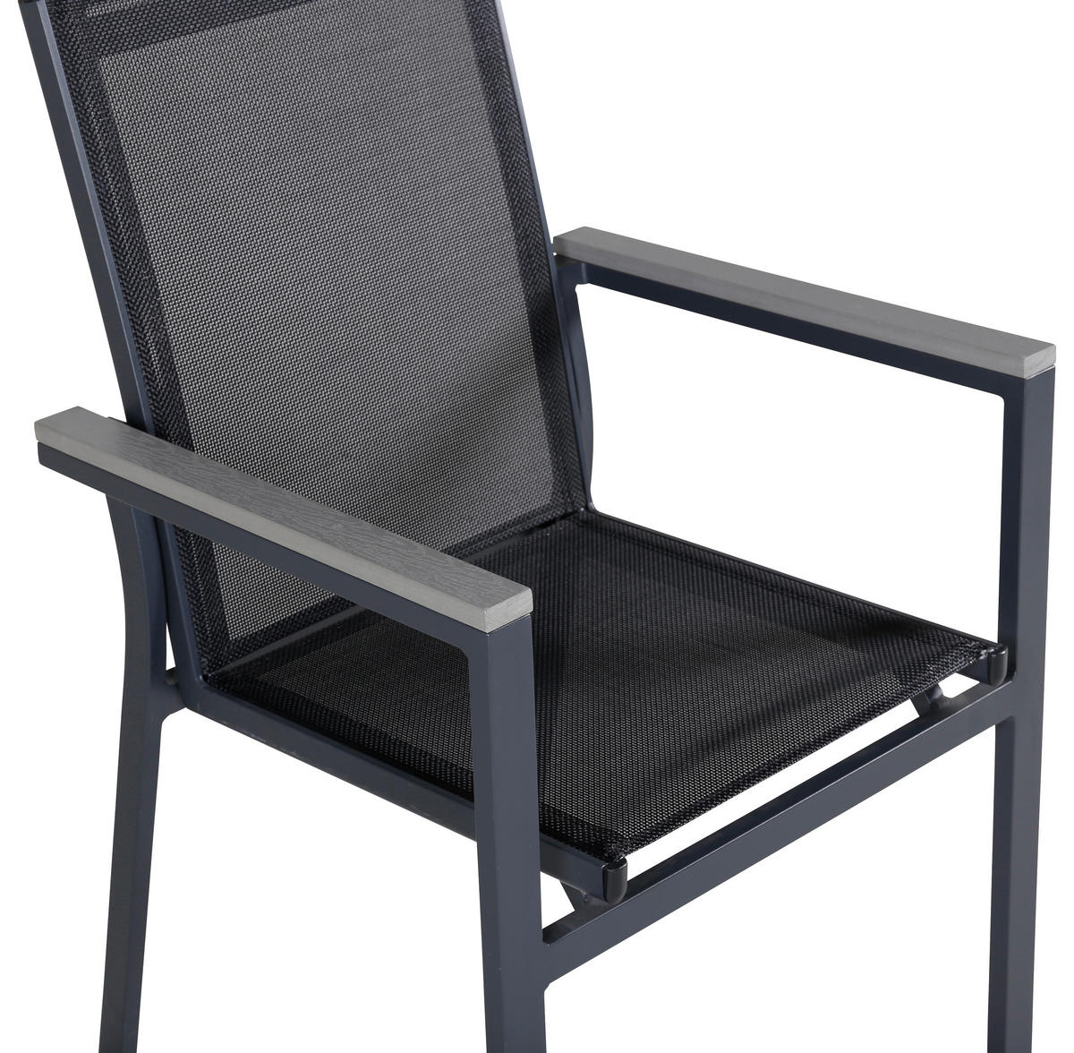 GARTENSTUHL-SET Metall, Textil Schwarz  - Schwarz, KONVENTIONELL, Textil/Metall (57/90/59cm) - Gardenson