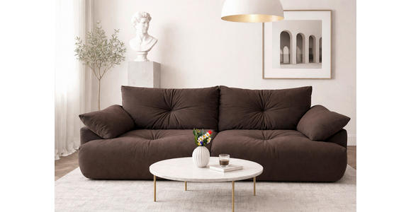 BIGSOFA Webstoff Dunkelbraun  - Dunkelbraun/Schwarz, KONVENTIONELL, Kunststoff/Textil (243/90,5/130cm) - Ambia Home