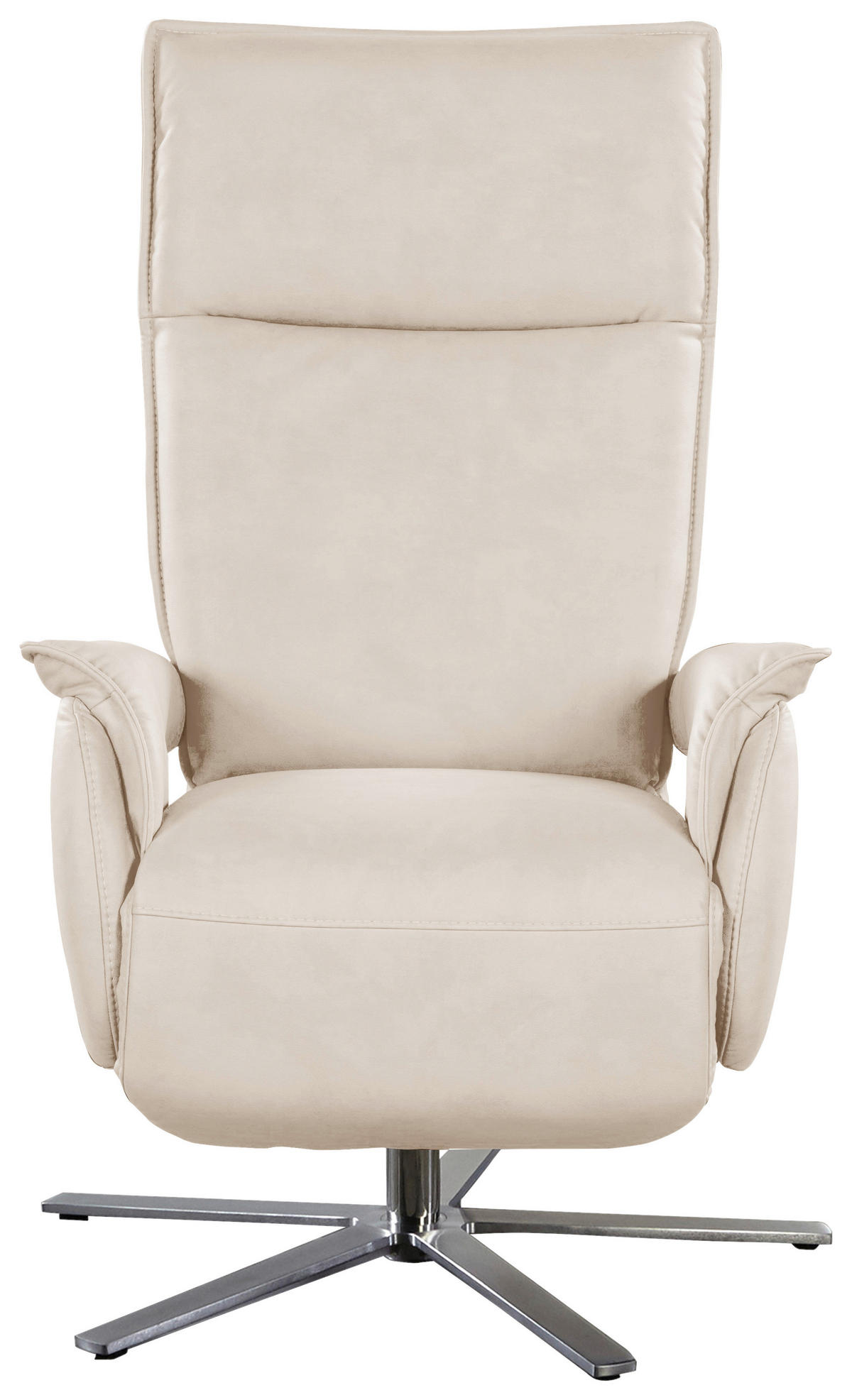 RELAXSESSEL in Leder Weiss  - Weiss/Edelstahlfarben, Modern, Leder/Metall (77/116/80cm) - Livetastic
