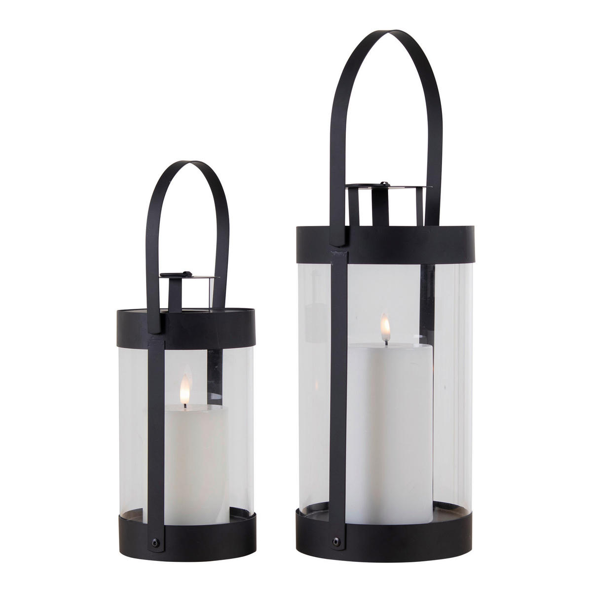 LYKTSET - klar/svart, Design, metall/glas (12/24/12cm)