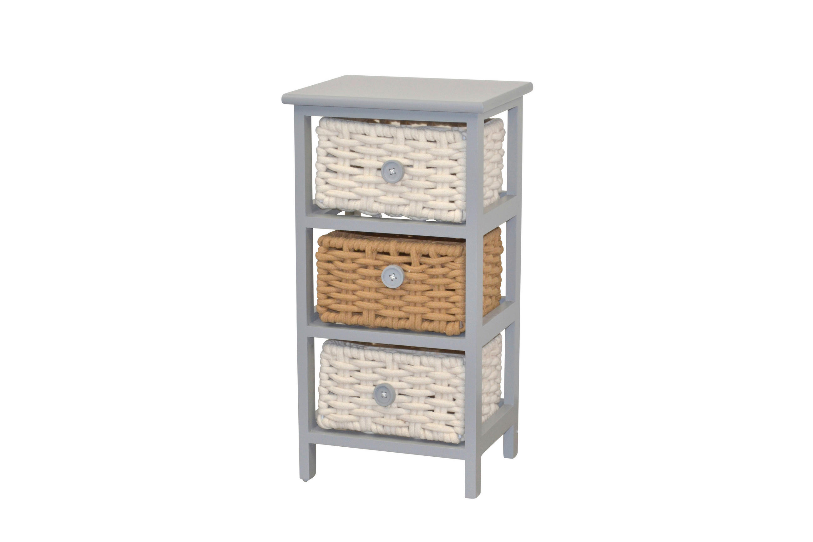 KOMMODE  in  - Creme/Hellgrau, Design, Holz/Textil (25/30/58cm) - MID.YOU