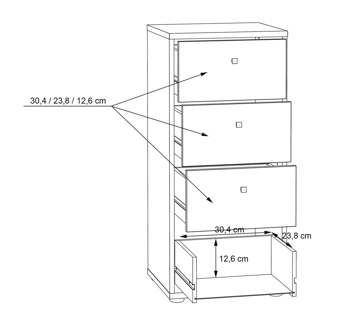 KOMMODE  in 38,6/85,5/34,8 cm  - Alufarben/Weiß, Design, Holzwerkstoff (38,6/85,5/34,8cm)