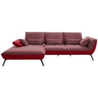 ECKSOFA in Flachgewebe Rot  - Rot/Schwarz, Design, Textil/Metall (191/301cm) - Moderano