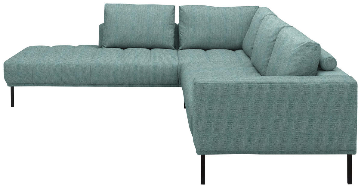 ECKSOFA Flachgewebe Hellblau  - Schwarz/Hellblau, Design, Textil/Metall (270/308cm) - Pure Home Lifestyle