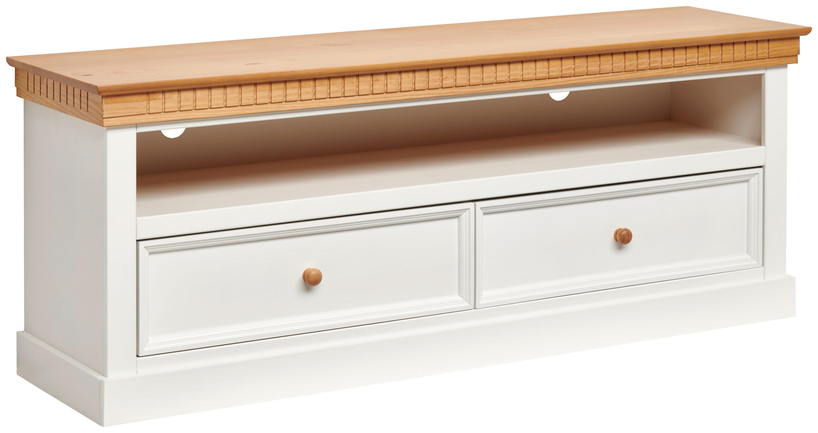 LOWBOARD  in 169/63/42 cm  - Weiß/Naturfarben, ROMANTIK / LANDHAUS, Holz (169/63/42cm) - MID.YOU