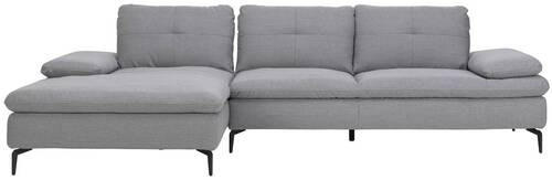 ECKSOFA in Webstoff Hellgrau  179/301 cm  - Hellgrau/Schwarz, Design, Textil/Metall (179/301cm) - Chilliano