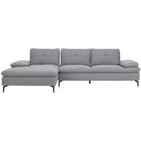 ECKSOFA in Webstoff Hellgrau  179/301 cm  - Hellgrau/Schwarz, Design, Textil/Metall (179/301cm) - Chilliano
