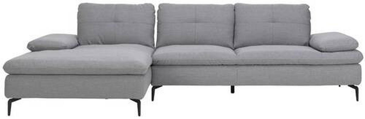 ECKSOFA in Webstoff Hellgrau  179/301 cm  - Hellgrau/Schwarz, Design, Textil/Metall (179/301cm) - Chilliano