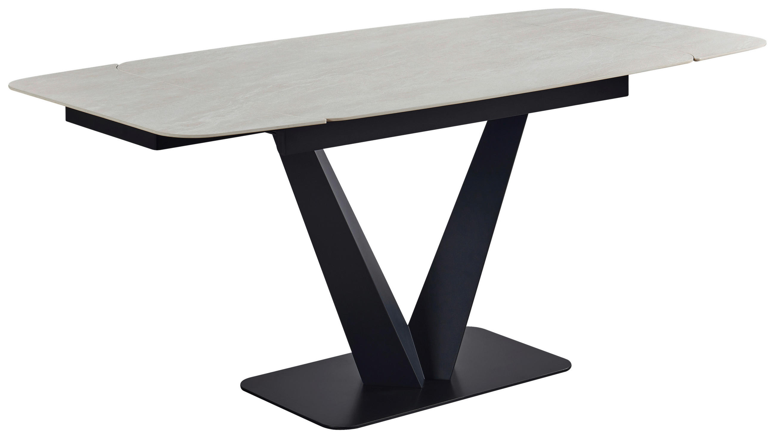 Thumbnail - Novel Esstisch, Schwarz, Weiß, Metall, Keramik, rechteckig, eckig, Bodenplatte, 90x76x120-180 cm, ausziehbar, Esszimmer,...