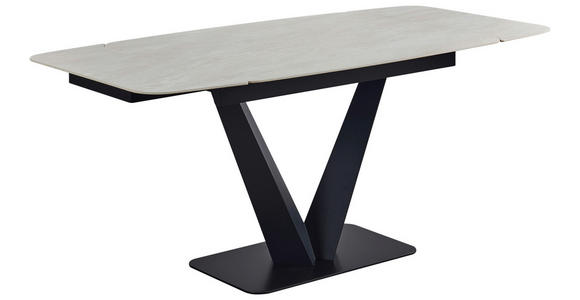 ESSTISCH Schwarz, Weiß rechteckig ausziehbar - Schwarz/Weiß, Design, Keramik/Metall (120-180/90/76cm) - Novel