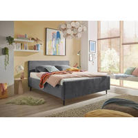 POLSTERBETT gepolstertes Kopfteil 160/200 cm  in Dunkelgrau  - Dunkelgrau/Schwarz, MODERN, Holz/Textil (160/200cm) - MID.YOU