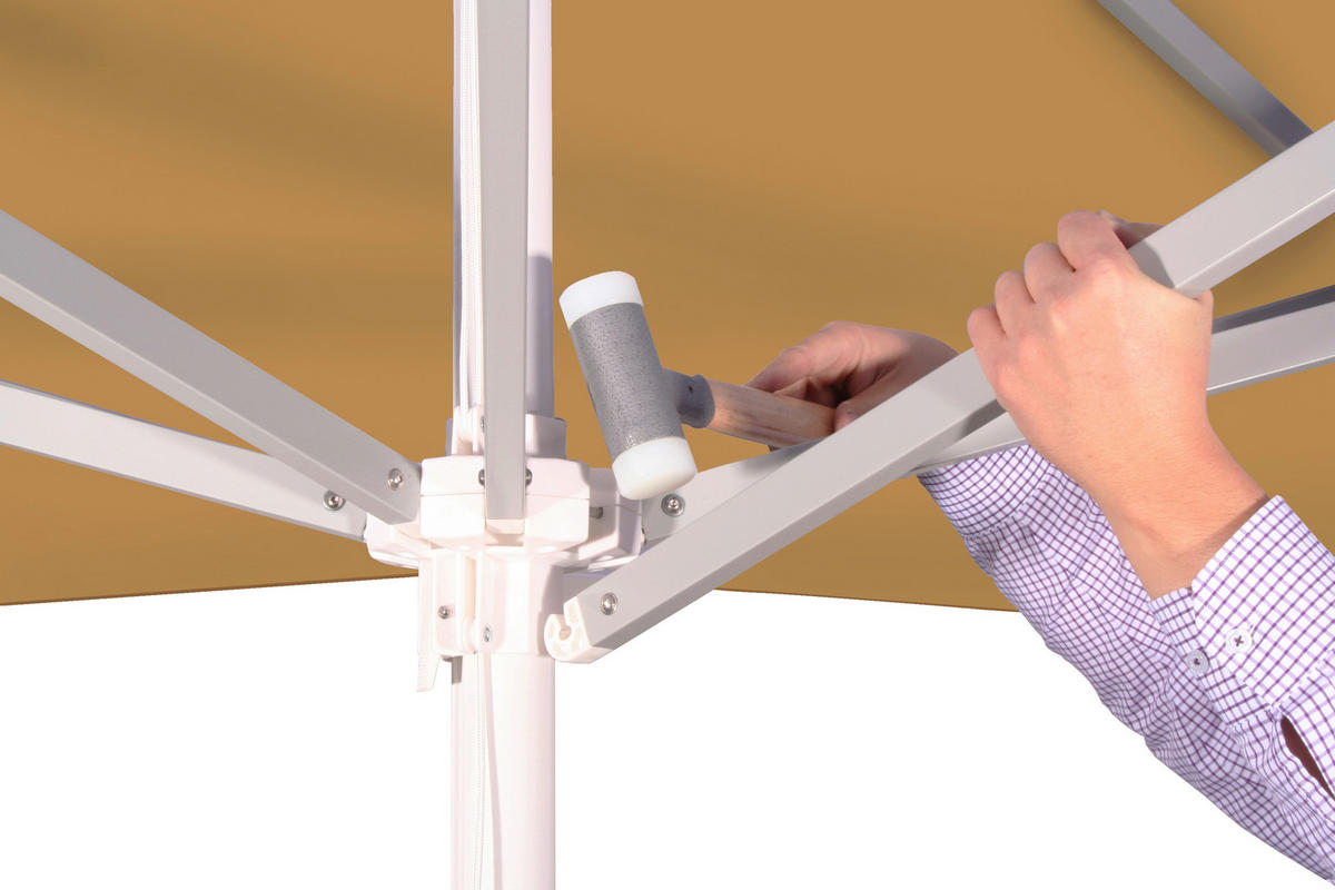 SLUNEČNÍK 300 cm - barvy stříbra/pískové barvy, Basics, kov/textil (300cm) - Schneider