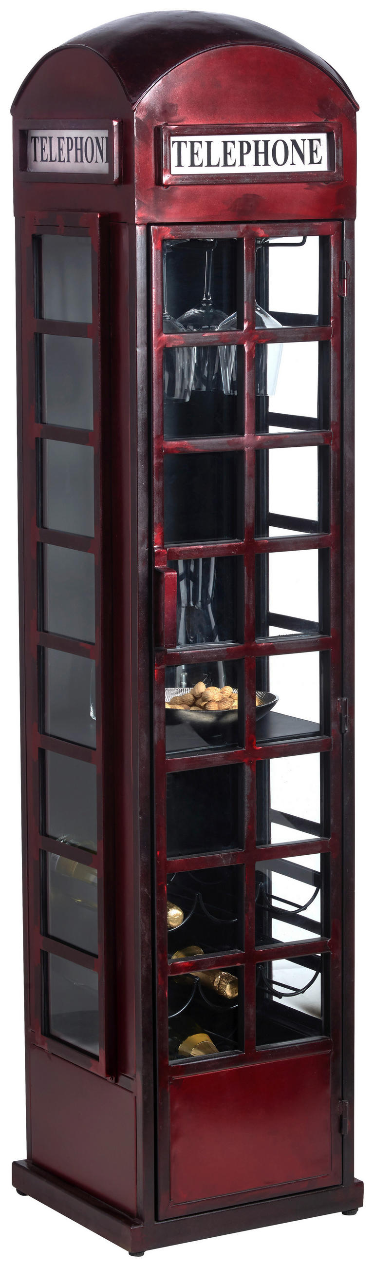 VITRINSKÅP  i röd, svart  - röd/svart, Trend, metall/glas (40/173/39cm) - Ambia Home