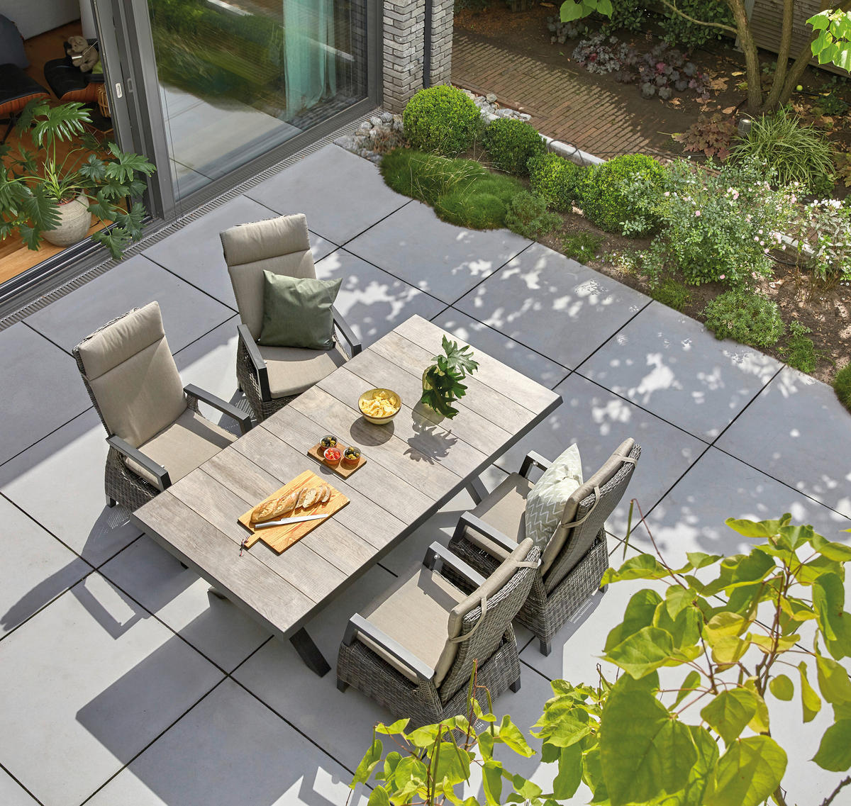 GARTENTISCH 200-260/100/77 cm Metall rechteckig  - Anthrazit/Graubraun, Basics, Keramik/Metall (200-260/100/77cm) - Siena Garden