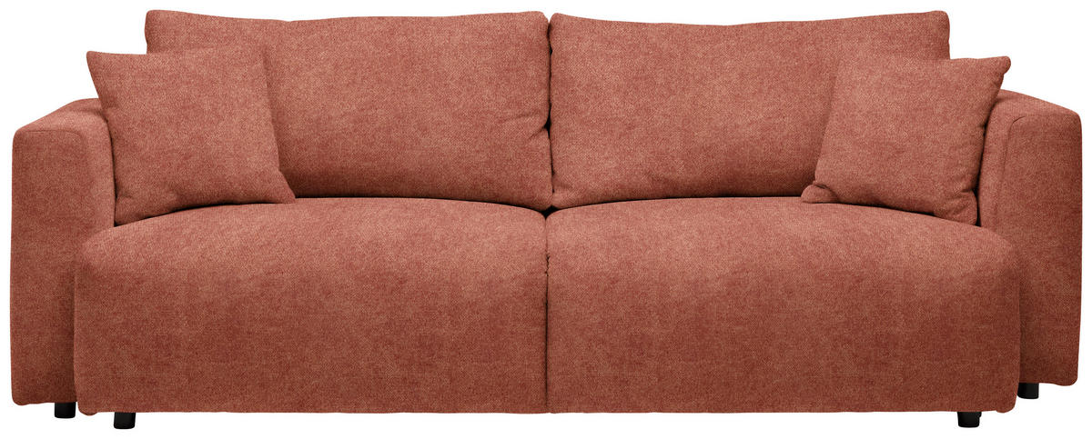 SCHLAFSOFA Velours Rostfarben  - Rostfarben/Schwarz, Design, Kunststoff/Textil (250/92/105cm) - Carryhome