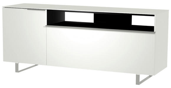 LOWBOARD Weiß, Alufarben  - Alufarben/Weiß, Design, Glas/Holzwerkstoff (160/66/45cm) - Moderano