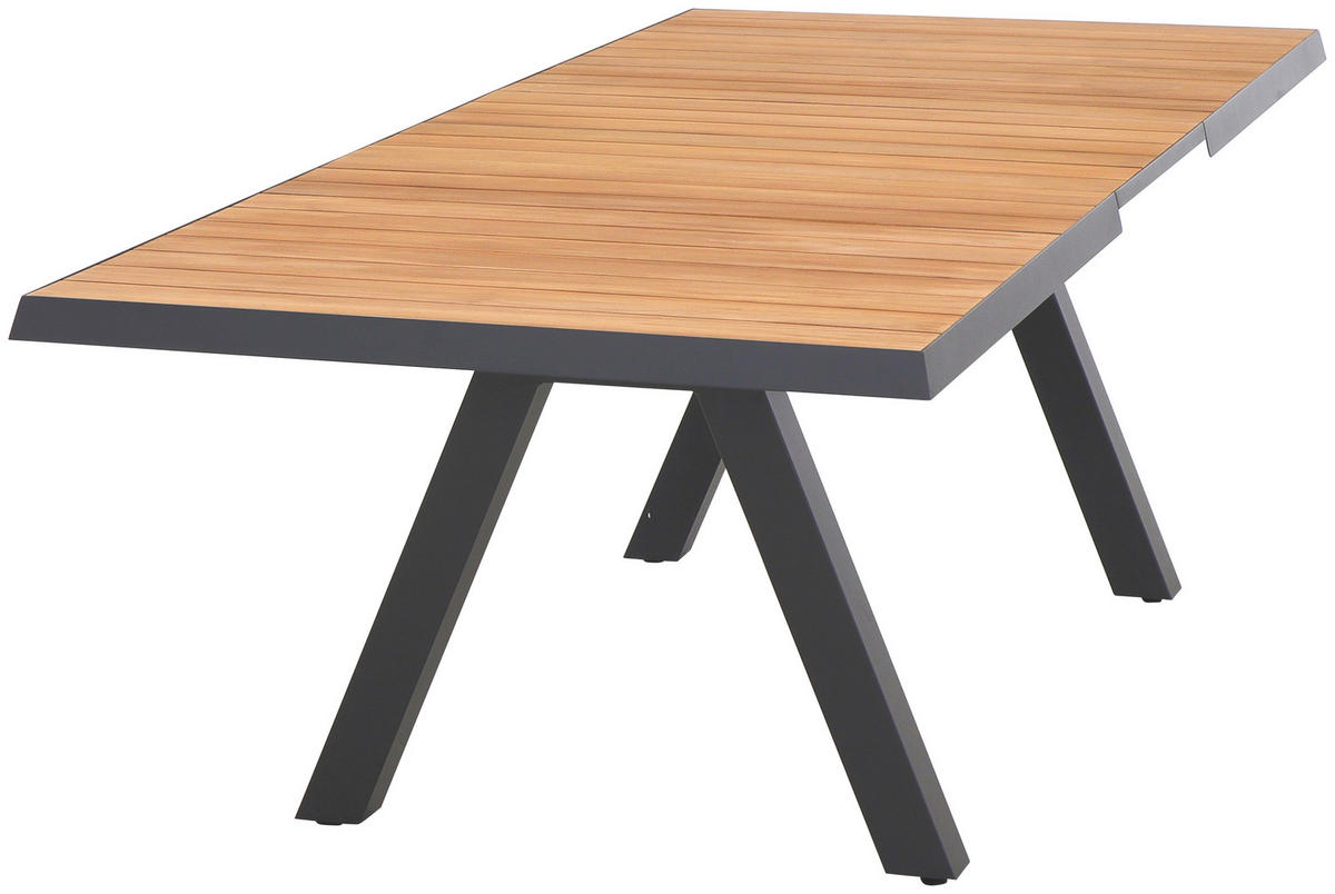 GARTENTISCH 205-265/103/76 cm Holz, Metall rechteckig  - Anthrazit/Teakfarben, Basics, Holz/Metall (205-265/103/76cm) - Siena Garden