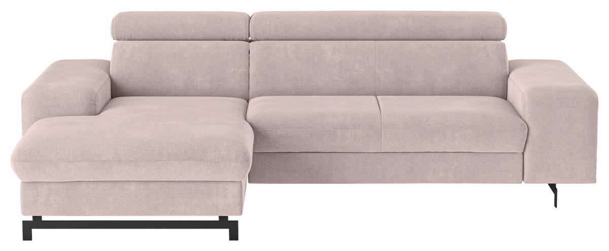 ECKSOFA Creme Chenille  - Creme/Schwarz, Textil/Metall (165/267cm) - MID.YOU