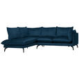 ECKSOFA in Samt Dunkelblau  - Schwarz/Dunkelblau, Design, Textil/Metall (200/241cm) - Carryhome