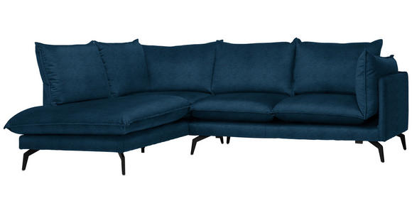 ECKSOFA in Samt Dunkelblau  - Schwarz/Dunkelblau, Design, Textil/Metall (200/241cm) - Carryhome