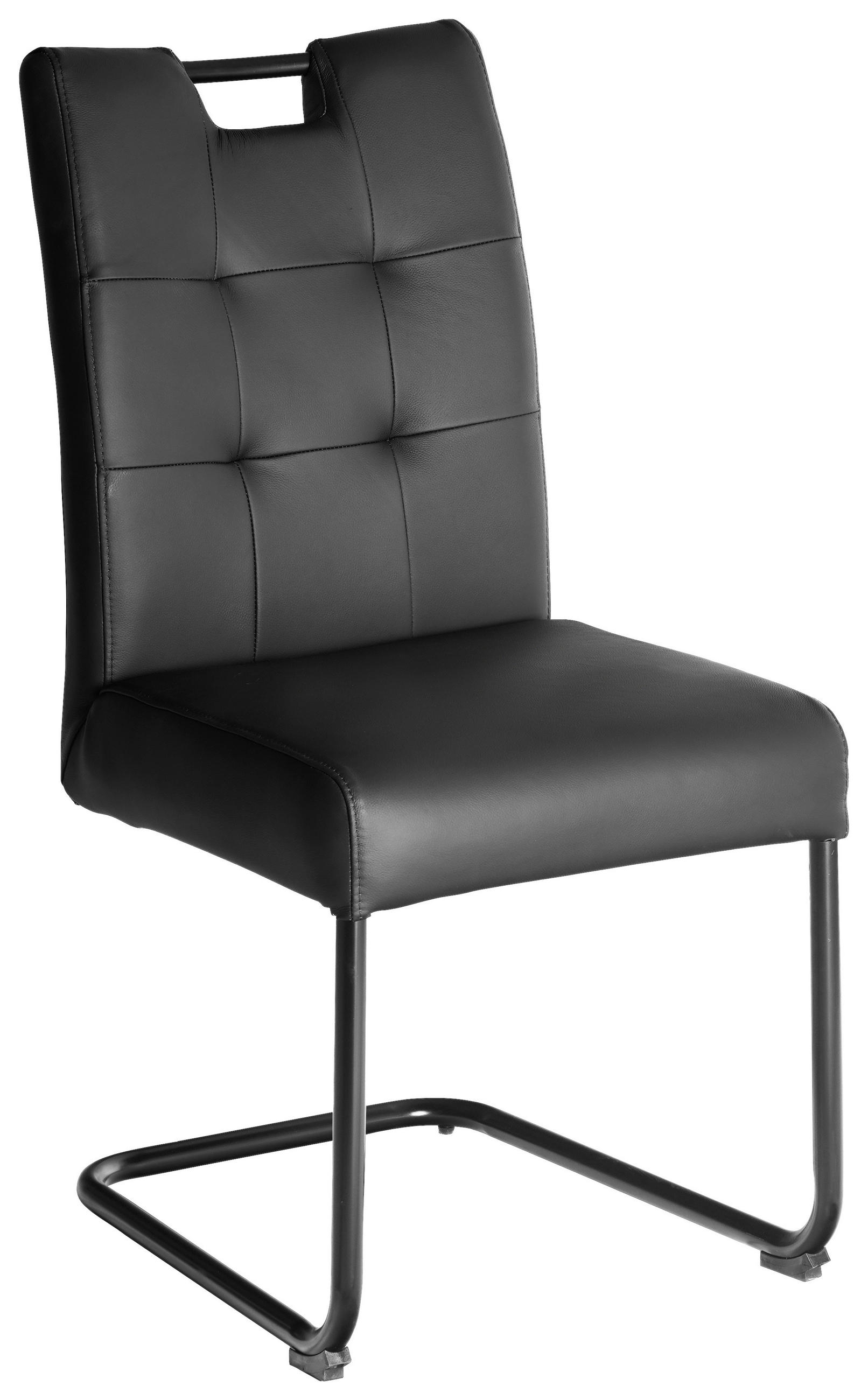 SCHWINGSTUHL    Echtleder  - Schwarz, Design, Leder/Metall (46/97/58cm) - Novel