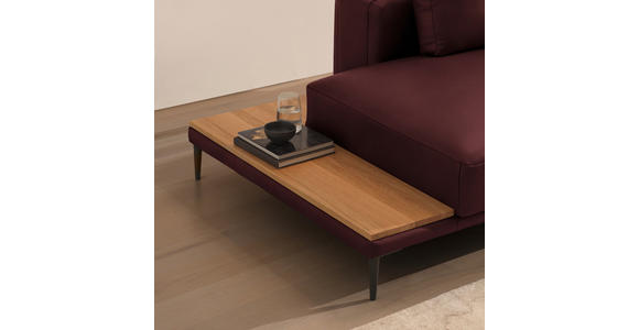 ECKSOFA  in Echtleder Bordeaux  304/201 cm  - Bordeaux/Schwarz, Design, Leder/Metall (304/201cm) - Belluti