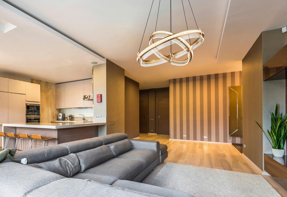 LAMPĂ SUSPENDATĂ CU LED 60/120 cm  - străveziu/auriu, Design, plastic/metal (60/120cm)