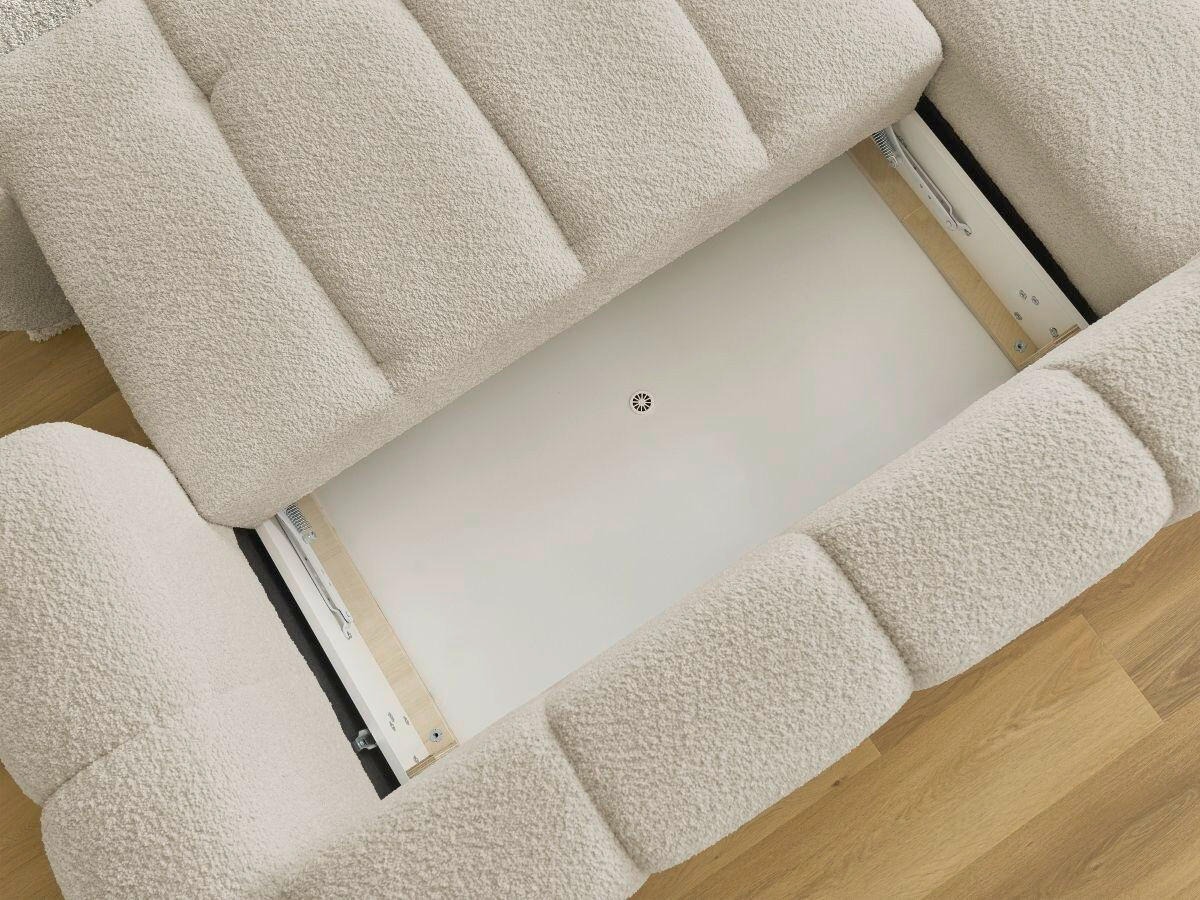 ECKSCHLAFSOFA FUJI Bouclé Beige  inkl.  - Beige/Schwarz, MODERN, Kunststoff/Textil (160/292cm)