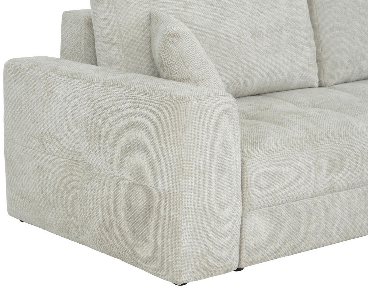 SCHLAFSOFA Struktur Creme  inkl. Zierkissen, Rückenkissen, Bettkasten, Schlaffunktion, Rücken echt  - Creme/Schwarz, KONVENTIONELL, Kunststoff/Textil (253/87/102cm) - Xora