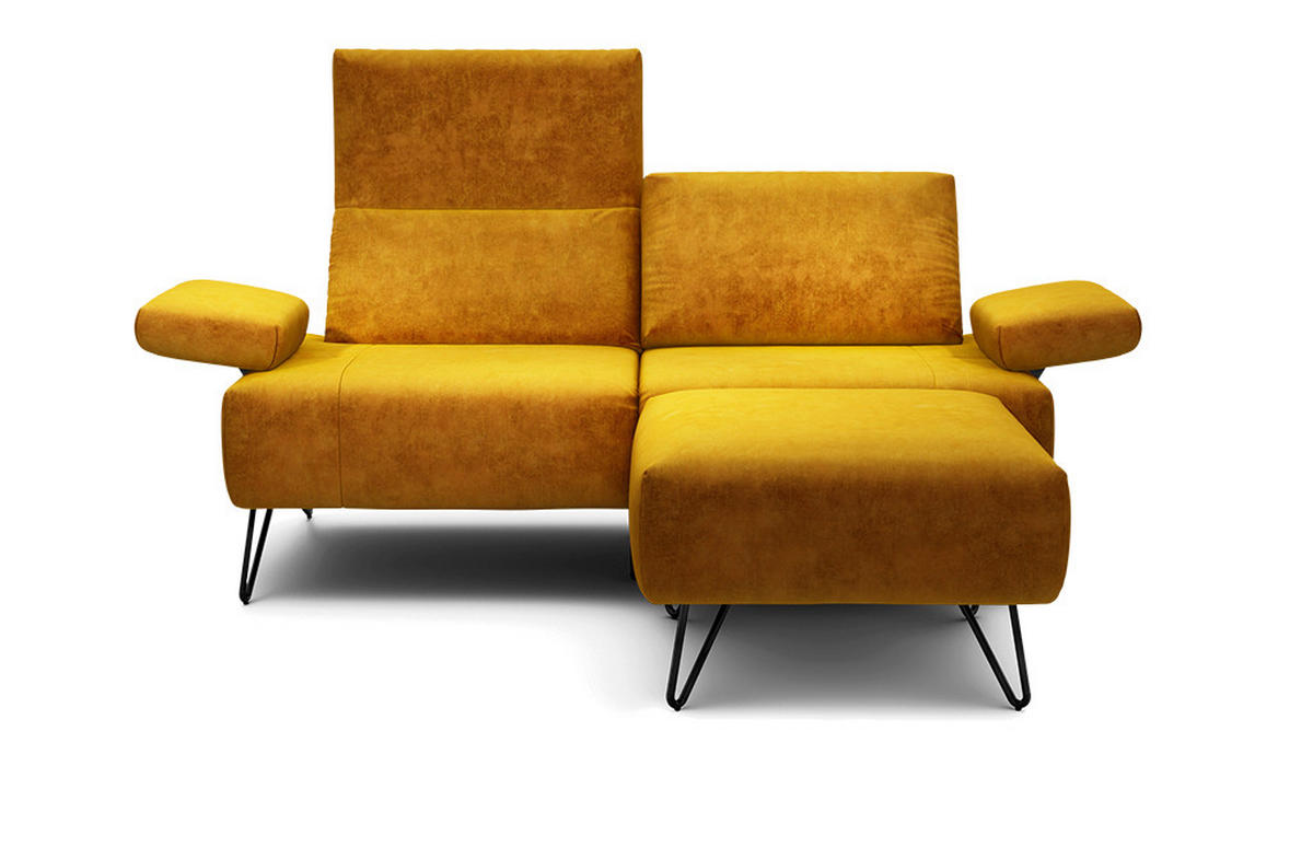 2-SITZER-SOFA in Samt Gelb  - Gelb/Schwarz, Design, Textil/Metall (164-194/85/86-94cm) - SENSOO