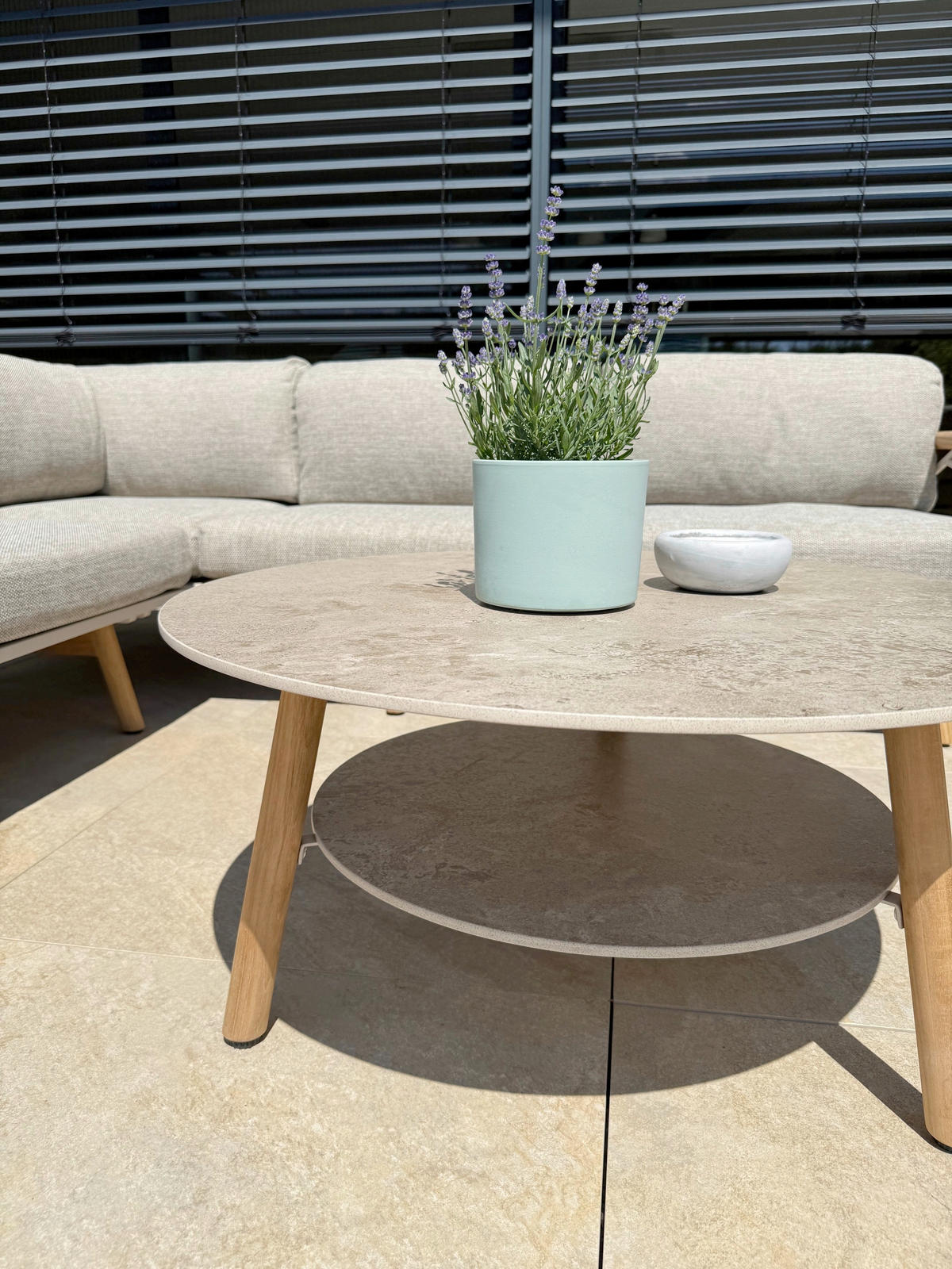 GARTENBEISTELLTISCH - Taupe/Teakfarben, Basics, Holz/Keramik (80/80/42cm) - Zebra 
