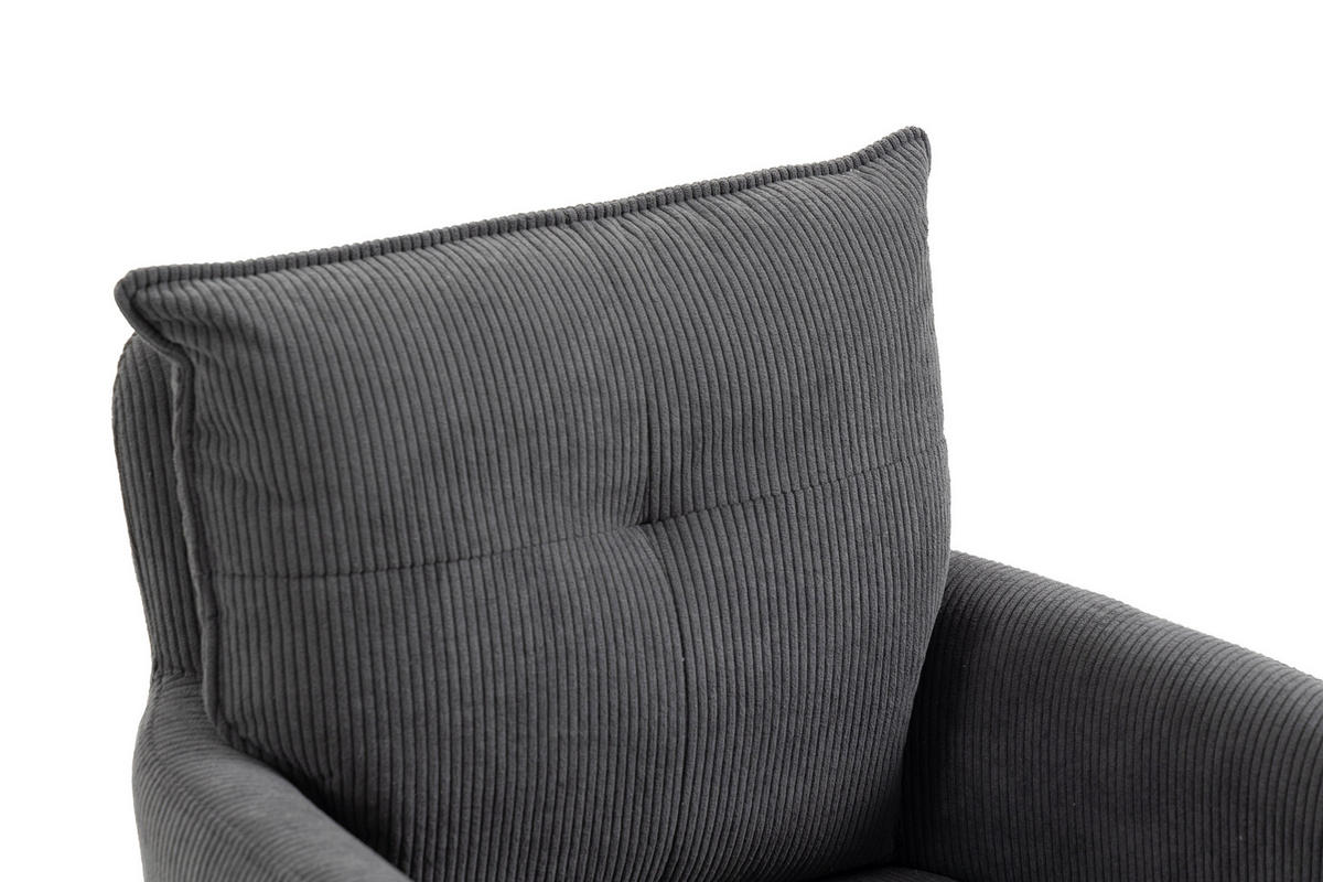 BARHOCKER Cord Anthrazit Eisen Stoffauswahl, Sitzfläche 360° drehbar, inklusive Armlehnen  - Anthrazit/Schwarz, Design, Textil/Metall (54/98-120/58cm) - Novel