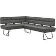 ECKBANK 165/207 cm  in Dunkelgrau  - Dunkelgrau/Schwarz, Design, Leder/Metall (165/207cm) - Moderano